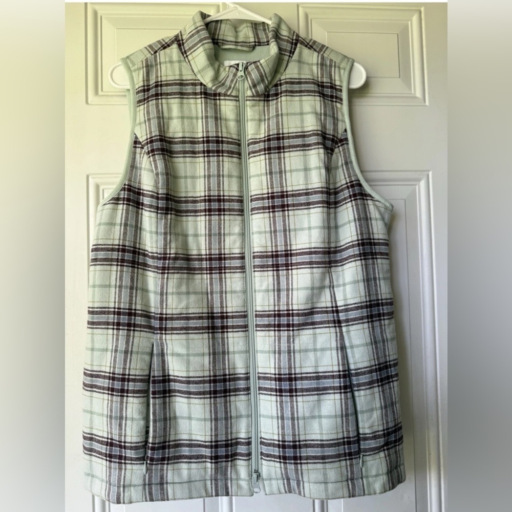 J Jill Woman’s Plaid Flannel Fleece Lined Vest